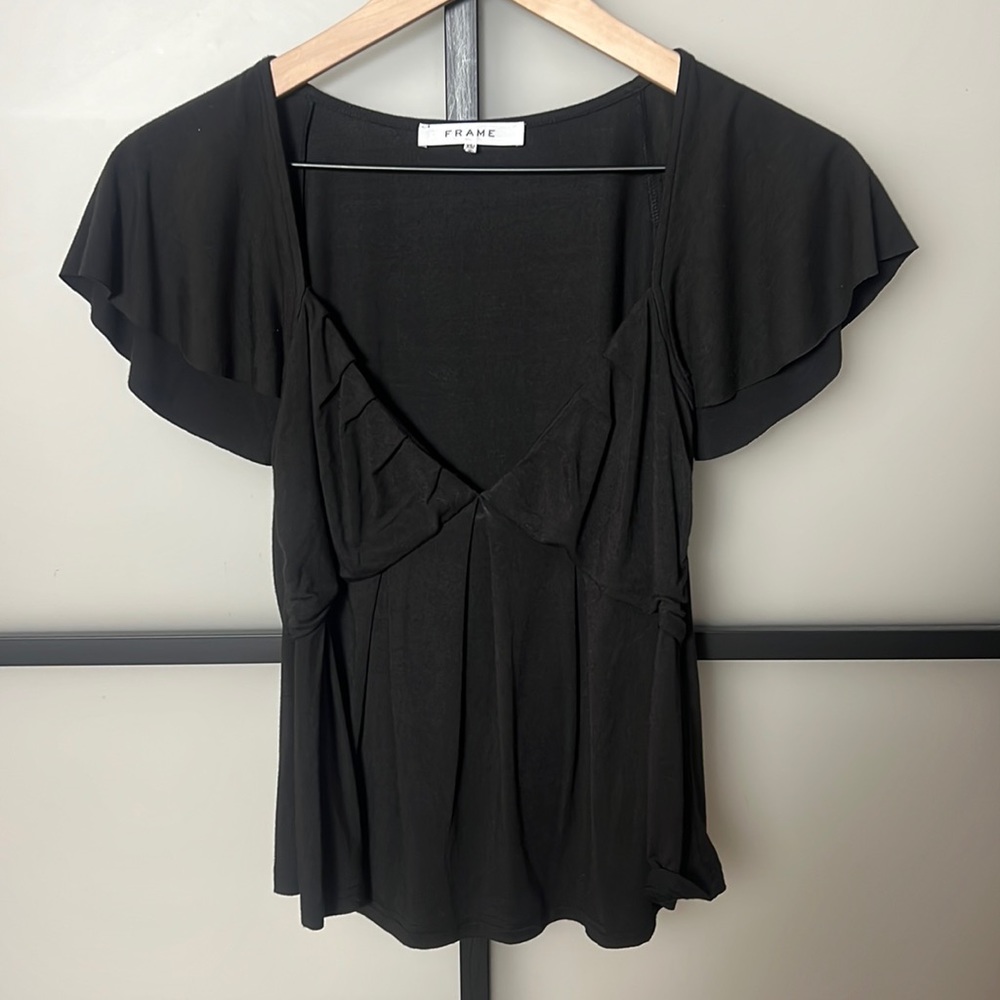 Frame Shirred Flounce Top Size XS